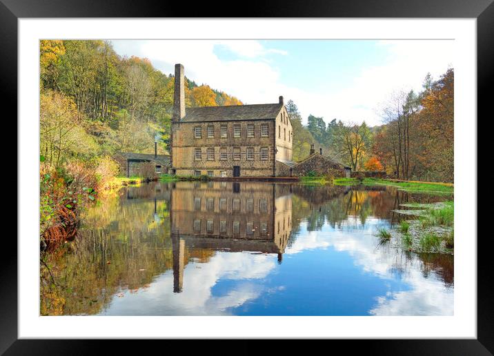 Gibson Mill in autumn. Framed Mounted Print by David Birchall