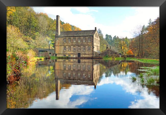 Gibson Mill in autumn. Framed Print by David Birchall