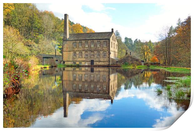 Gibson Mill in autumn. Print by David Birchall