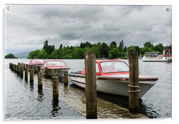 Hire Boats Lake Windwermere Acrylic by Paul Chambers