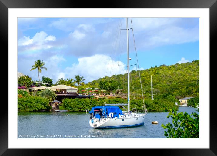 Sailing boat in the Caribbean island of Antigua Framed Mounted Print by Stuart Chard
