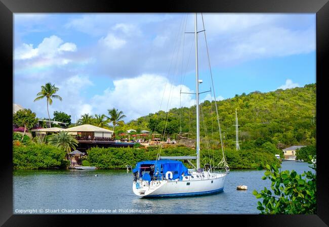 Sailing boat in the Caribbean island of Antigua Framed Print by Travel and Pixels 