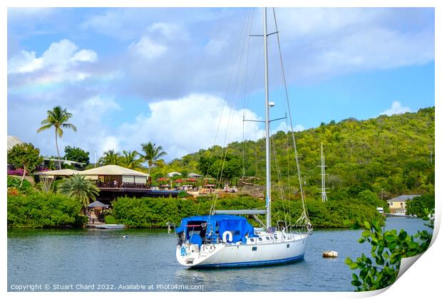 Sailing boat in the Caribbean island of Antigua Print by Travel and Pixels 