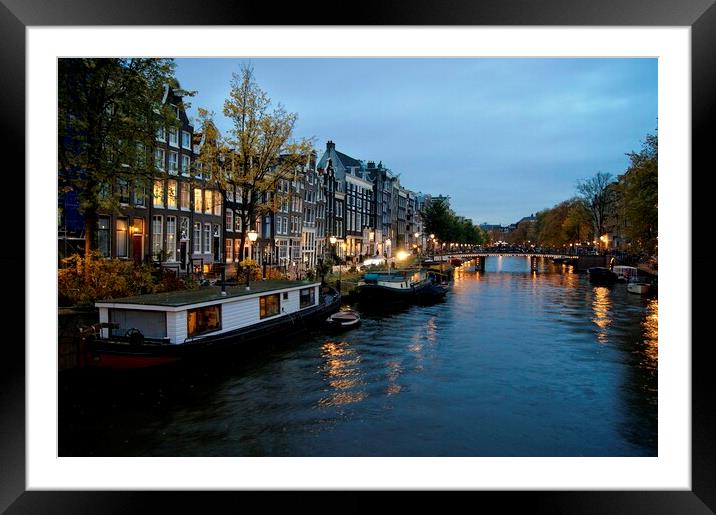 Evening in Amsterdam. Framed Mounted Print by David Birchall