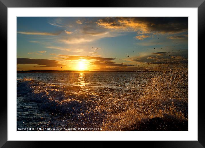 Wave Breaking Sunset Dunbar. Framed Mounted Print by Keith Thorburn EFIAP/b