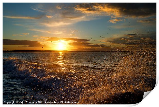 Wave Breaking Sunset Dunbar. Print by Keith Thorburn EFIAP/b