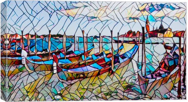 Gondolas with stained glass window effect Canvas Print by Susan Leonard