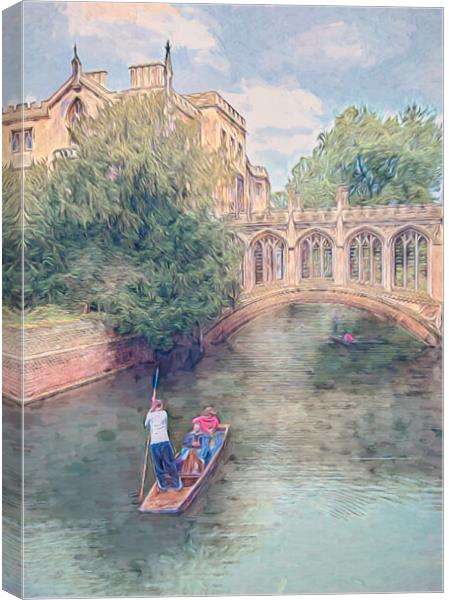 Punting on the River Cam Canvas Print by Susan Leonard