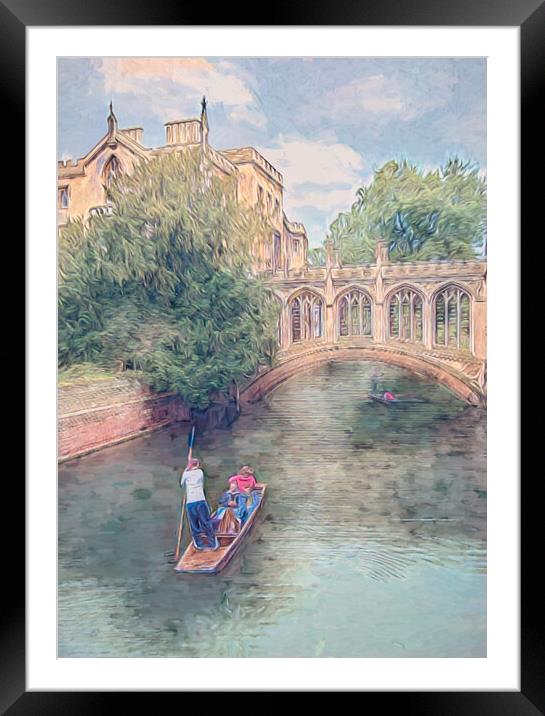 Punting on the River Cam Framed Mounted Print by Susan Leonard