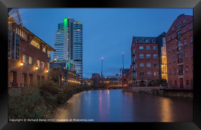 River Aire in the Leeds city centre Framed Print by Richard Perks