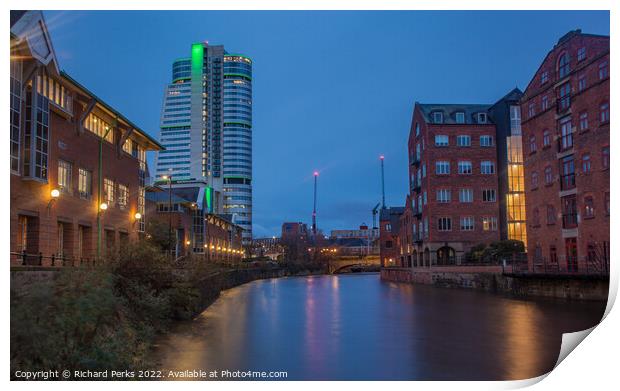 River Aire in the Leeds city centre Print by Richard Perks