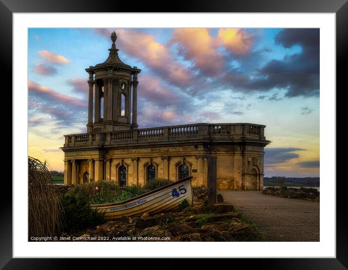 Normanton Church at Sunset Framed Mounted Print by Janet Carmichael