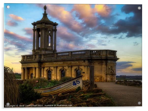 Normanton Church at Sunset Acrylic by Janet Carmichael