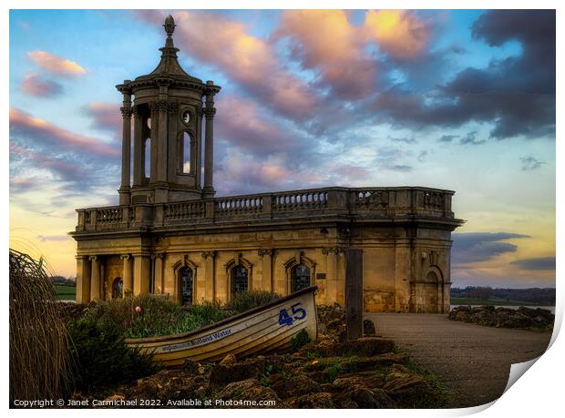 Normanton Church at Sunset Print by Janet Carmichael