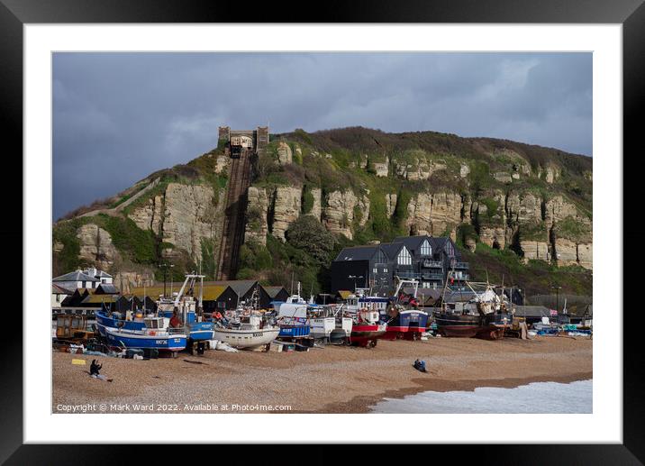 The Busy Stade Beach in Winter. Framed Mounted Print by Mark Ward