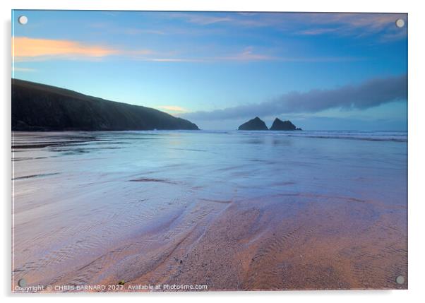 Holywell Bay Cornwall Acrylic by CHRIS BARNARD