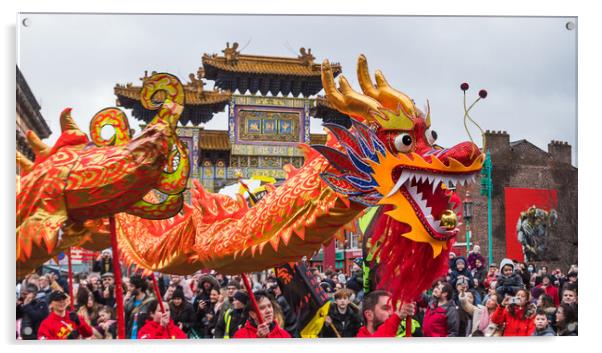 Dragon Dance in front of the arch Acrylic by Jason Wells