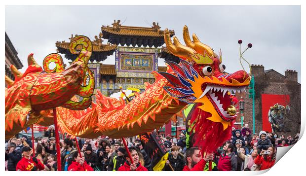 Dragon Dance in front of the arch Print by Jason Wells