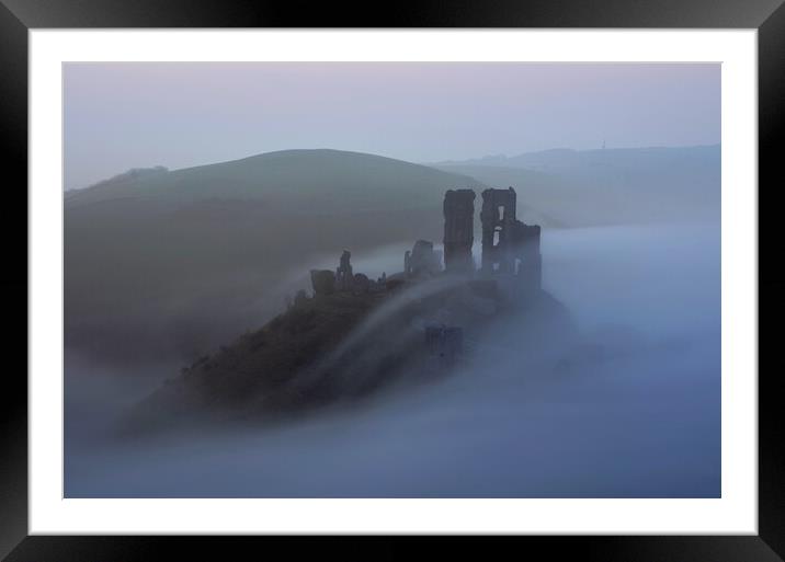 Blue Hour Mists Framed Mounted Print by David Neighbour