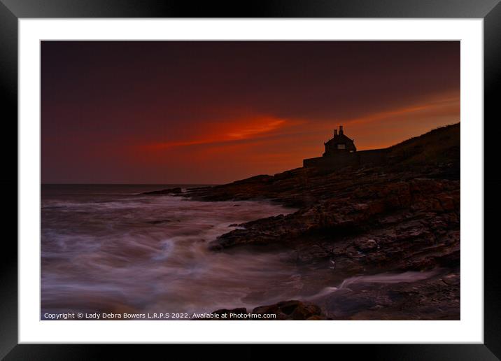 Sunset at Bathing House Northumberland  Framed Mounted Print by Lady Debra Bowers L.R.P.S