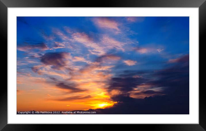 Sunset sky Framed Mounted Print by Alla Pashkova