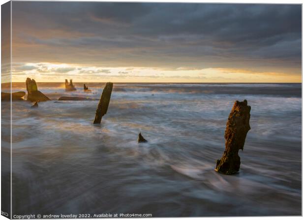 Walberswick sunrise Canvas Print by andrew loveday