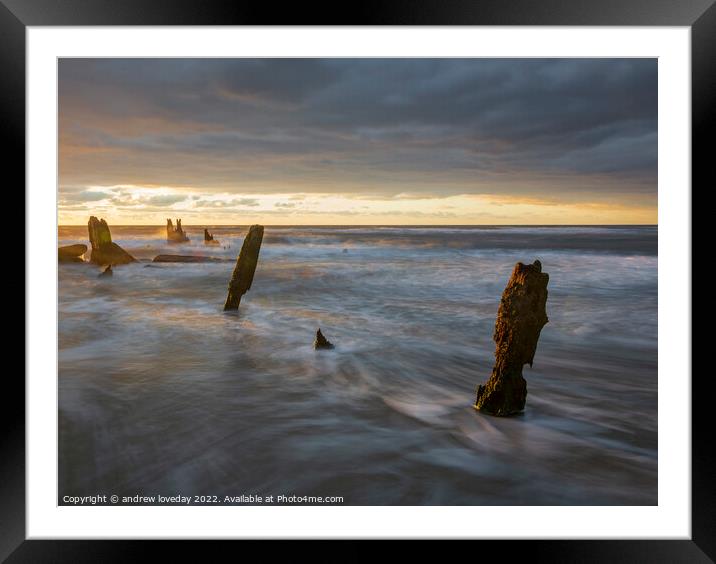 Walberswick sunrise Framed Mounted Print by andrew loveday