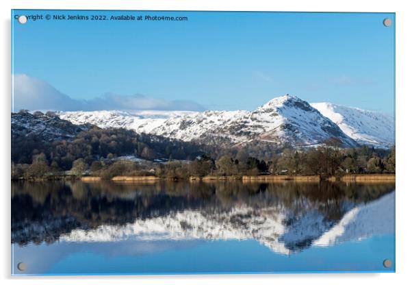 Helm Crag reflected in Grasmere Acrylic by Nick Jenkins