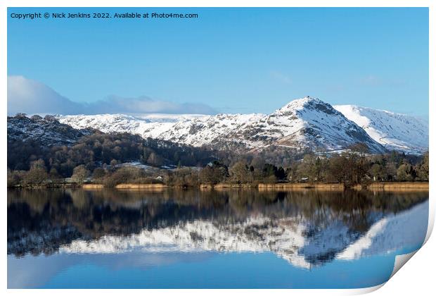 Helm Crag reflected in Grasmere Print by Nick Jenkins