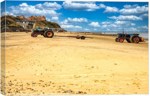 Coastal Tractor Launch Canvas Print by Roger Mechan