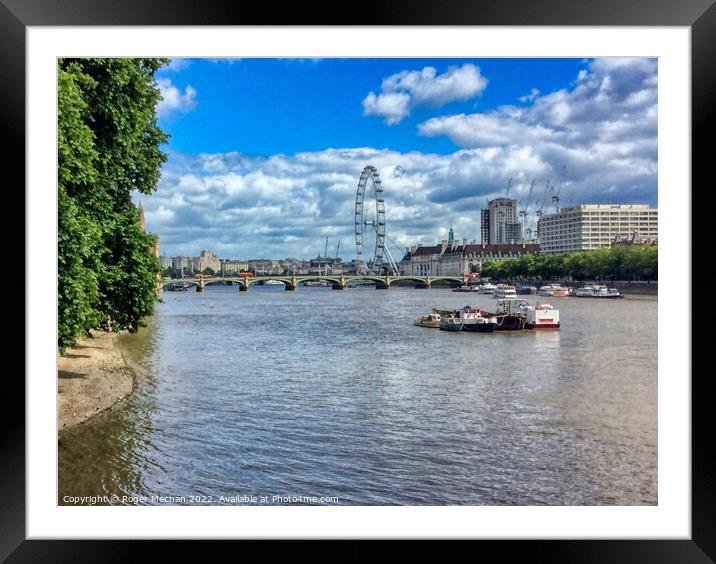 London's Iconic River Scene Framed Mounted Print by Roger Mechan