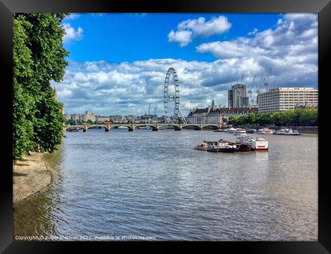 London's Iconic River Scene Framed Print by Roger Mechan
