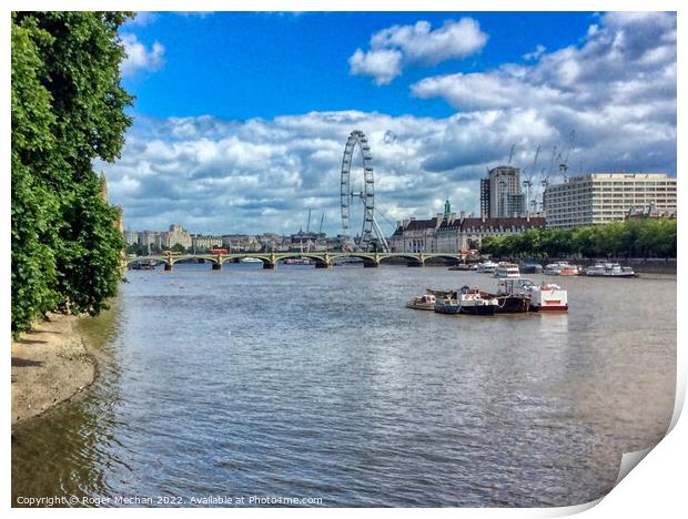 London's Iconic River Scene Print by Roger Mechan