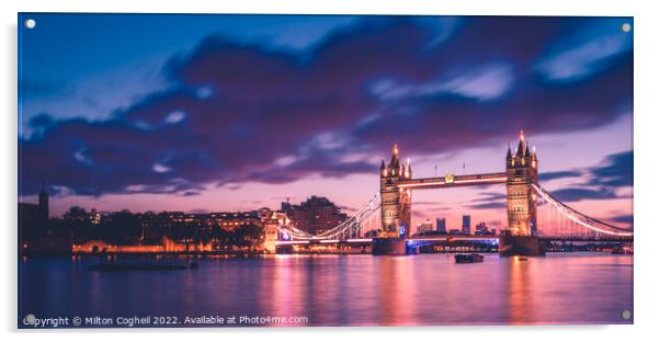 Twilight at Tower Bridge Acrylic by Milton Cogheil