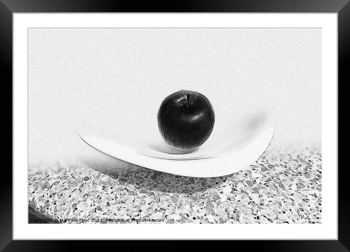Gray shades apple Framed Mounted Print by Marinela Feier