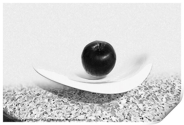 Gray shades apple Print by Marinela Feier