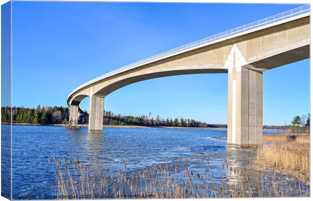 beam bridge over the water Hammarsundet in Askersund Sweden Canvas Print by Jonas Rönnbro