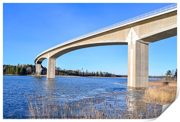 beam bridge over the water Hammarsundet in Askersund Sweden Print by Jonas Rönnbro