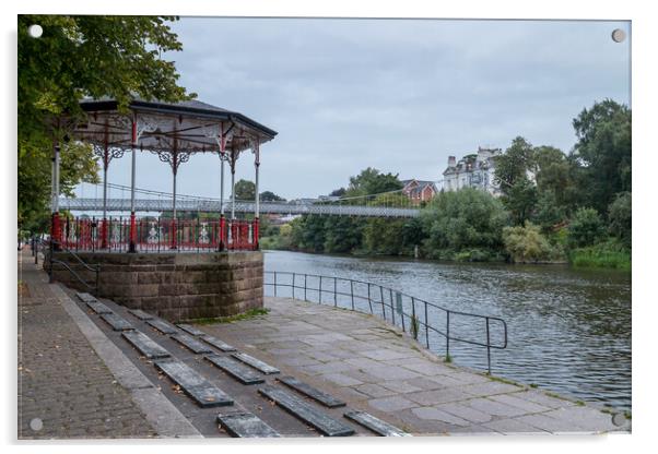 Bandstand on the side of River Dee Acrylic by Jason Wells
