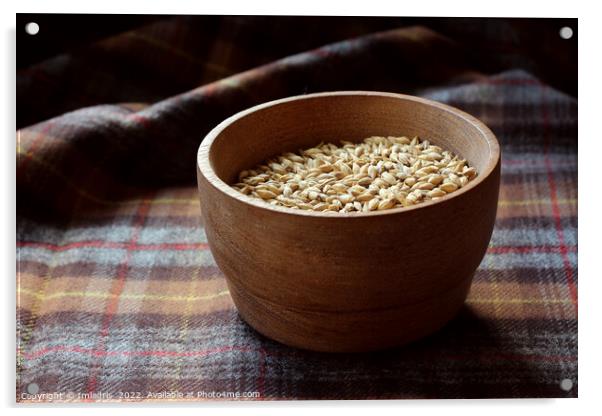 Malted Barley Grains in a Wooden Bowl Acrylic by Imladris 