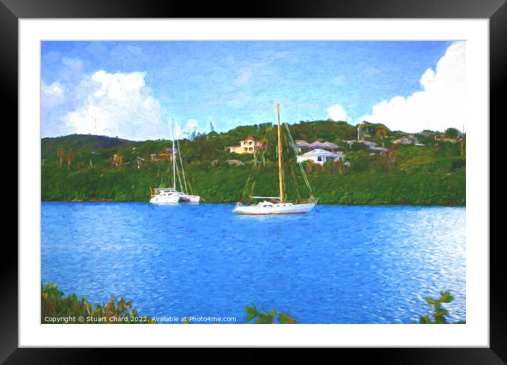 Sailing boats on a tropical island Framed Mounted Print by Travel and Pixels 