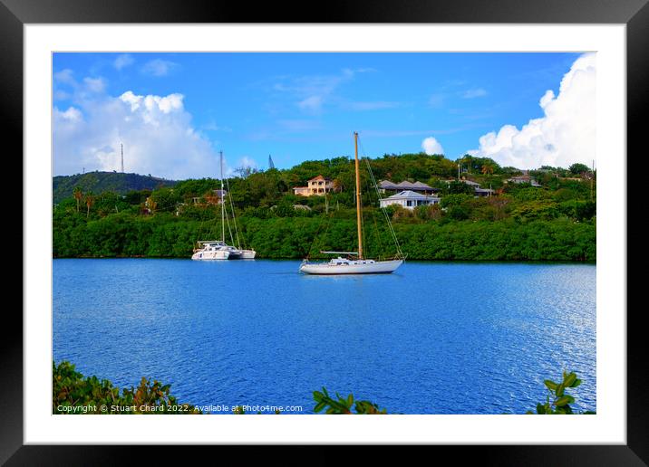 Yachts in the caribbean Framed Mounted Print by Travel and Pixels 
