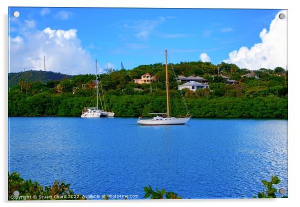 Yachts in the caribbean Acrylic by Travel and Pixels 