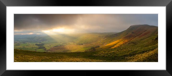 Mam Tor Light Show Panoramic Scene Framed Mounted Print by Phil Durkin DPAGB BPE4