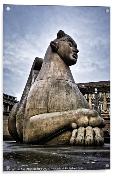 Guardian statue in Victoria Square Birmingham Acrylic by Ann Biddlecombe