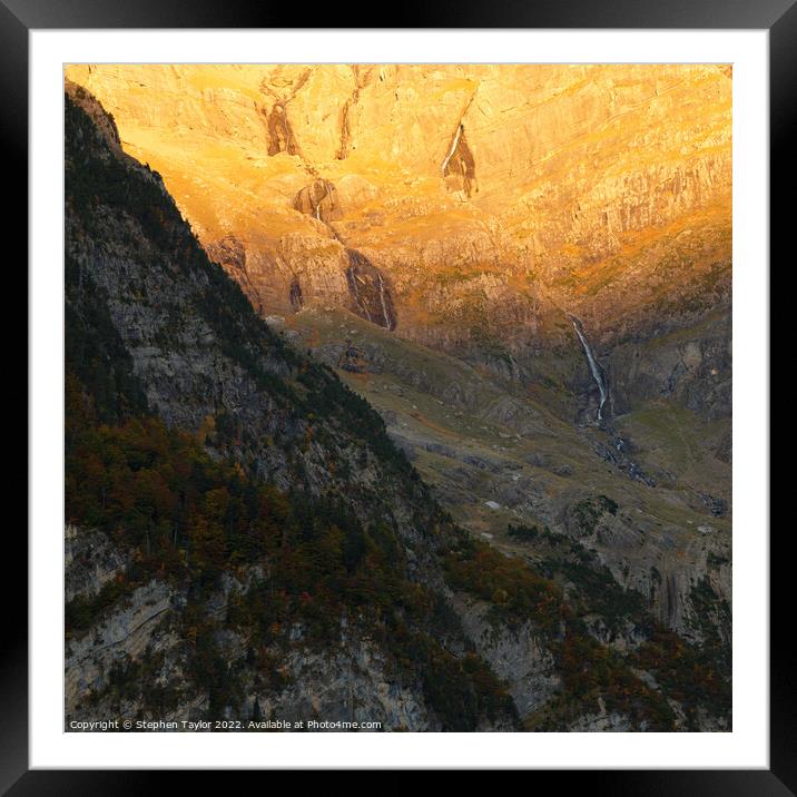 A canyon with a mountain in the background Framed Mounted Print by Stephen Taylor