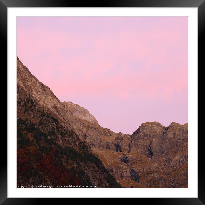 Pineta Valley Sunrise Framed Mounted Print by Stephen Taylor