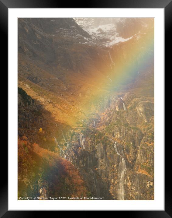 Pineta Valley Rainbow Framed Mounted Print by Stephen Taylor