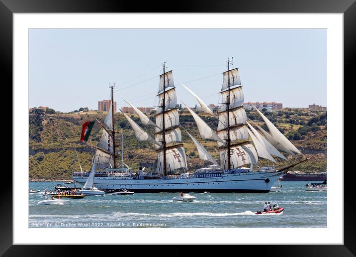 Majestic Sagres Sailing with Wind Power on the Tag Framed Mounted Print by Dudley Wood