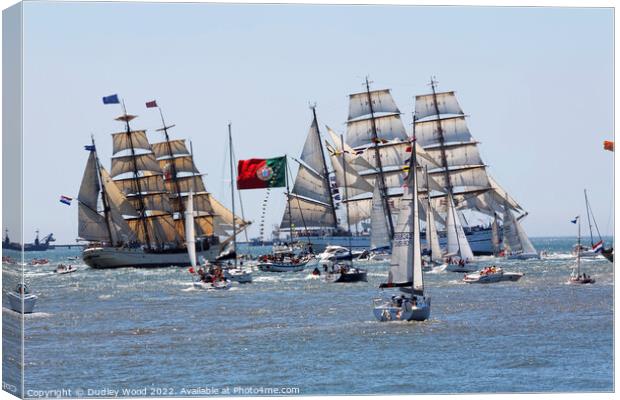 Majestic Tall Ships on the River Tagus Canvas Print by Dudley Wood